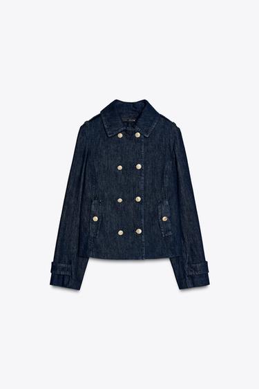 DOUBLE-BREASTED DENIM JACKET - Blue by Zara