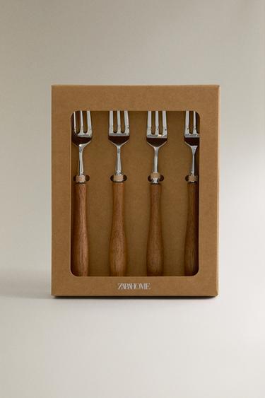 LOT FOURCHETTES BRUNCH MANCHE BOIS ACACIA (LOT 4) - Beige clair de Zara - Image 3