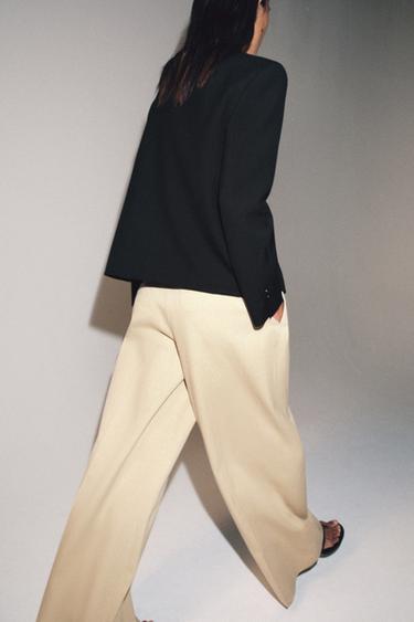 PANTALON WIDE LEG PLIS ZW COLLECTION - Beige de Zara - Image 2