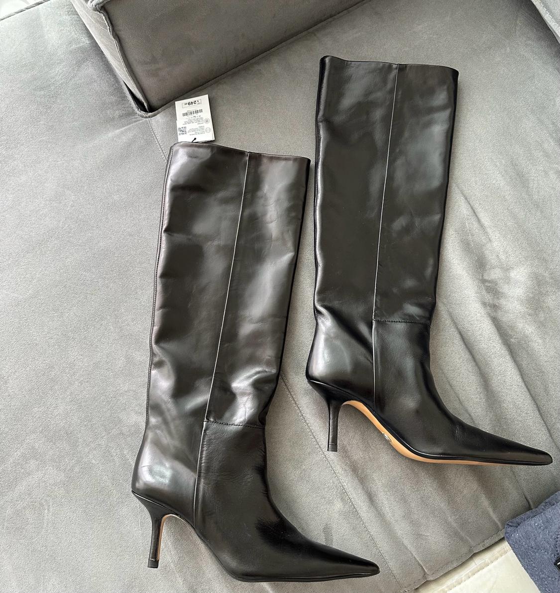 LEATHER HIGH-HEEL BOOTS - Image 2