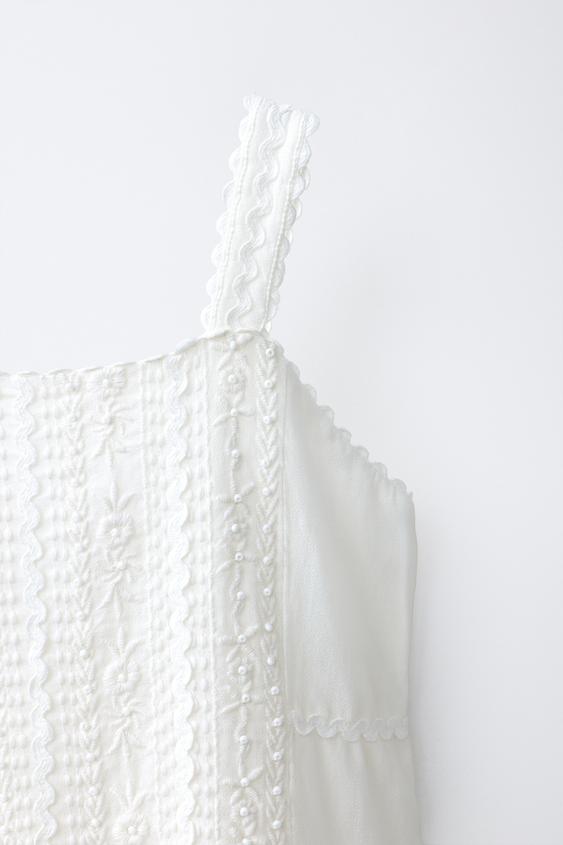 ロマンティック刺繍ワンピース - ホワイト | ZARA Japan / 日本