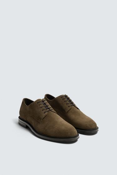 LEATHER SHOES - Taupe Grey by Zara