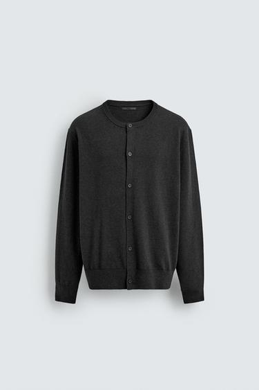WOOL BLEND CARDIGAN - Anthracite Grey by Zara