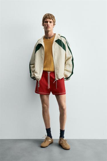 CONTRAST BAND TECHNICAL JACKET - Ecru / Green by Zara - Image 0