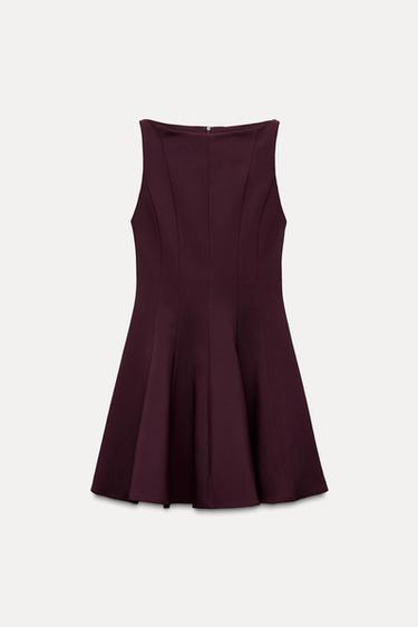 SHORT FLARED DRESS - Burgundy by Zara