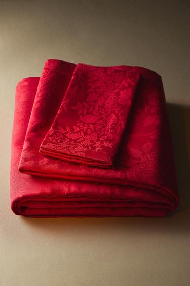 TOVAGLIA IN COTONE JACQUARD NATALE - Rosso di Zara