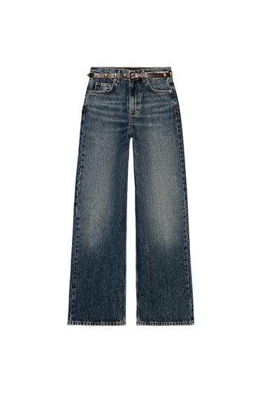 JEANS Z1975 STRAIGHT AFUNILADO CINTURA SUBIDA CINTO - Índigo da Zara