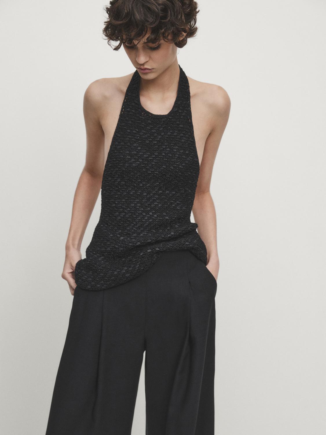 Wide-leg trousers with darts - Studio - Black | ZARA United States