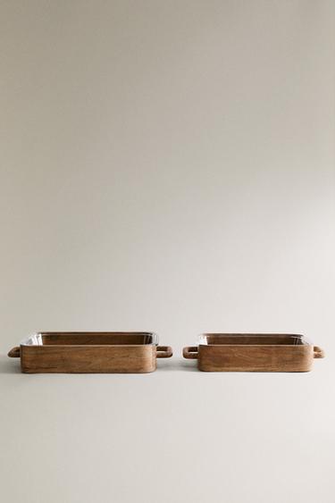 PLAT FOUR VERRE ET MANGUIER - Beige clair de Zara