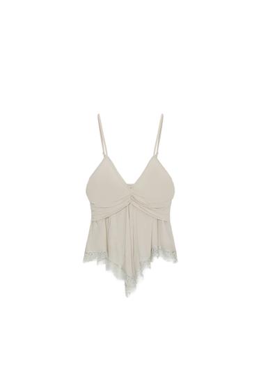 GEORGETTE LACE TOP - Grey by Zara