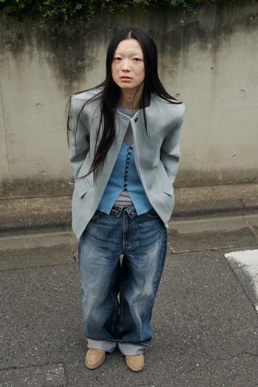コントラストカラーブレザー ZW COLLECTIONグレーZaraのコントラストカラーブレザー ZW COLLECTION - グレー