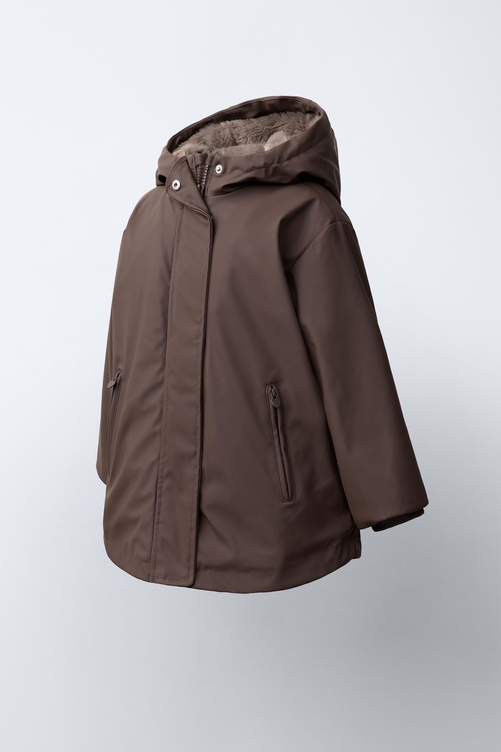Детские куртки Zara WATER-REPELLENT RUBBERIZED FAUX-FUR LINED RAINCOAT — фото 3