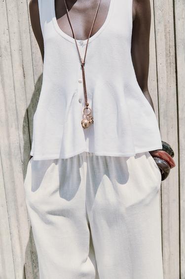 PEPLUM-STRICKTOP - Weiß von Zara
