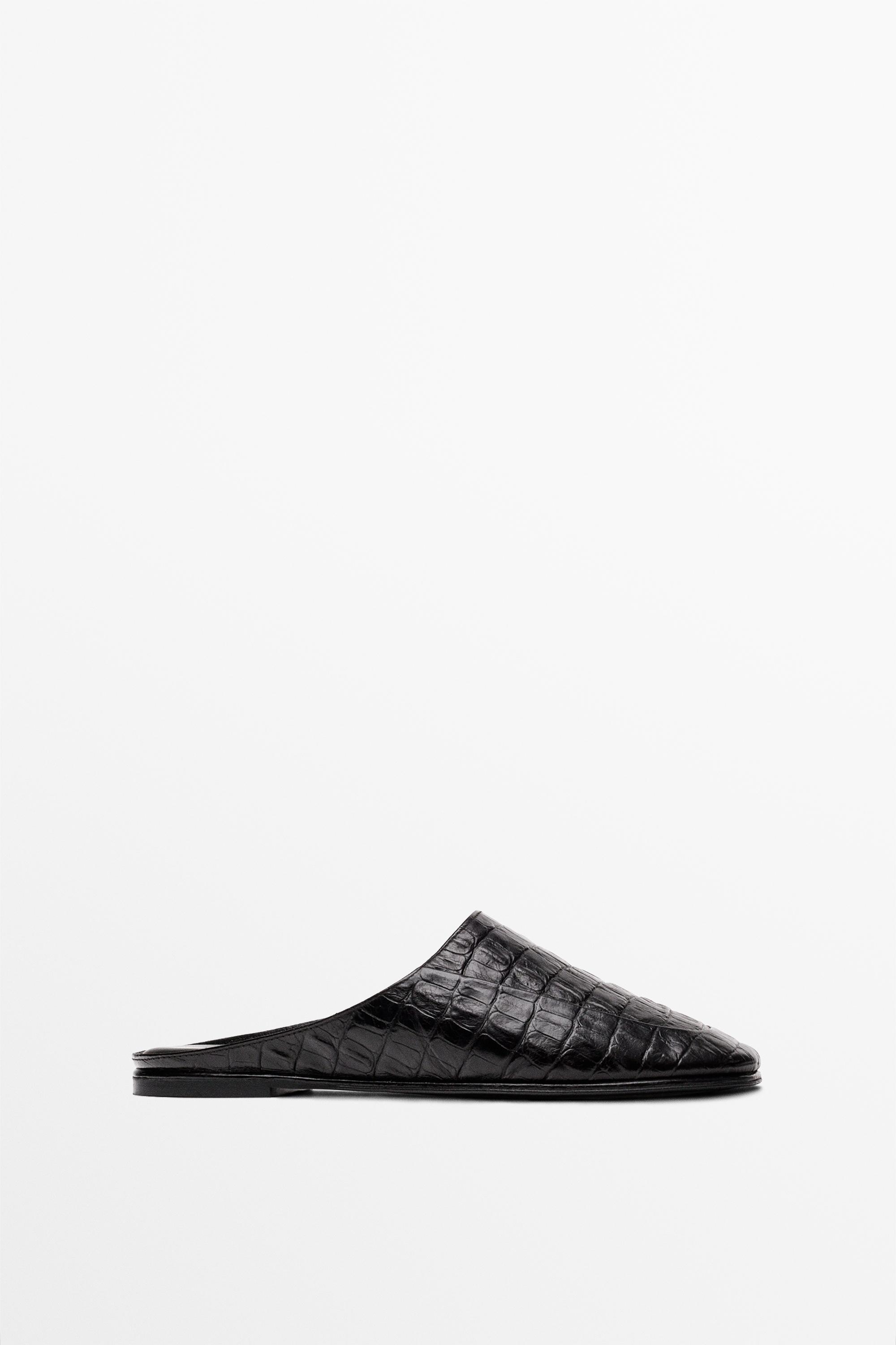 Mock croc leather mules — Brown