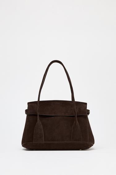 Zara LEATHER CITY BAG - Brown - Image 0