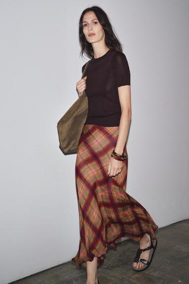 PLAIN KNIT SHORT SLEEVE TOP - Aubergine by Zara