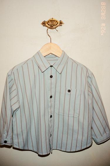 STRIPED SHIRT WITH POCKET - Blue by Zara