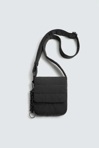 QUILTED NYLON VERTICAL CROSSBODY BAG - Black by Zara