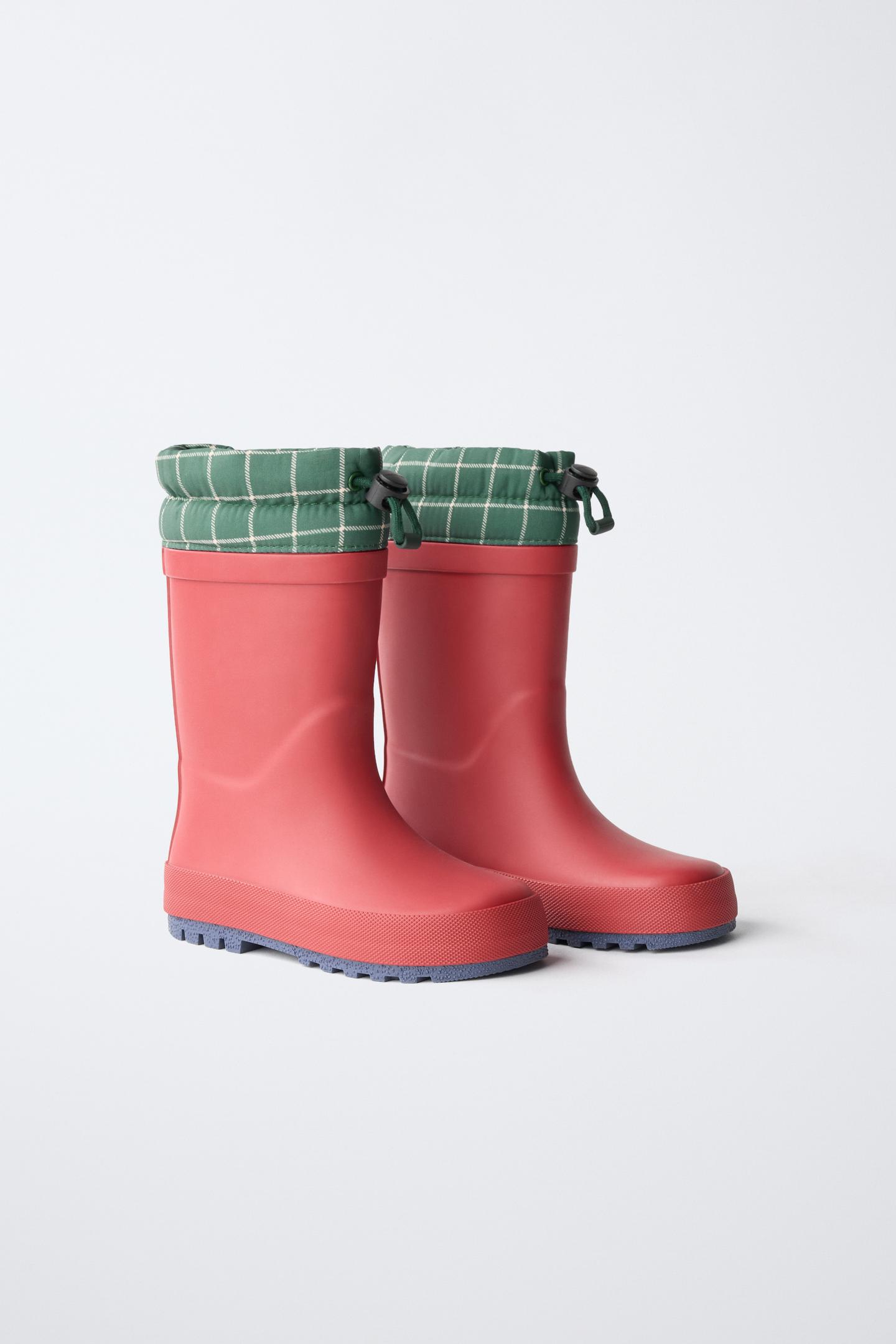Детские ботинки Zara Plaid Rain Boots, цвет: Красный — фото 2