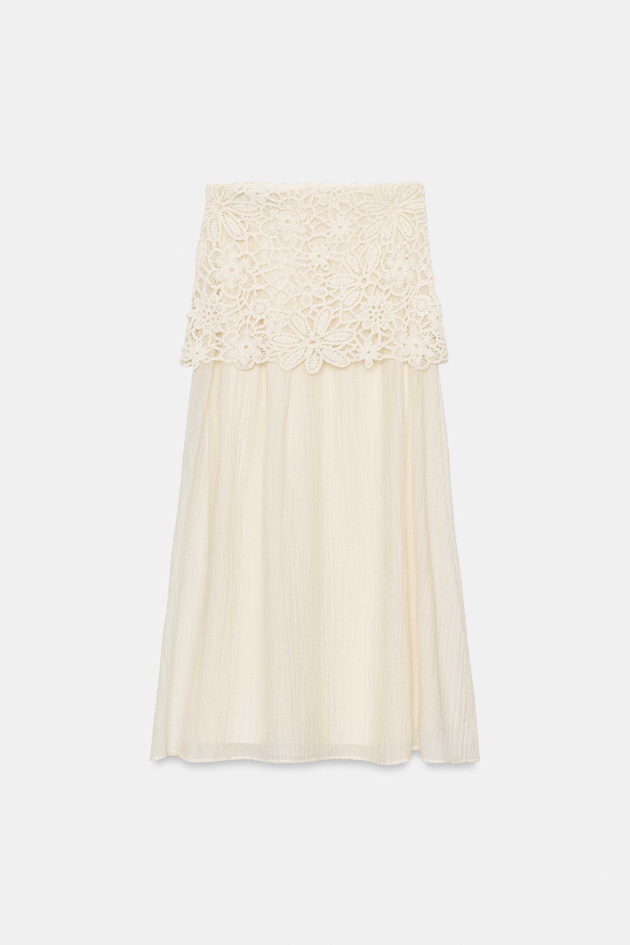 CROCHET COMBINATION MIDI SKIRT