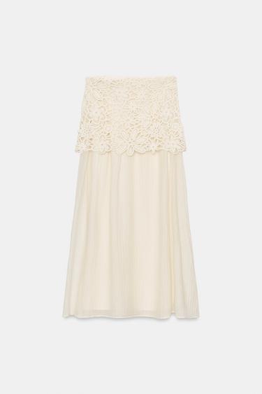 JUPE MI-LONGUE EN CROCHET BIMATIÈRE - Écru de Zara - Image 9