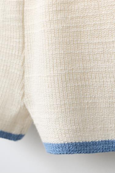 SHORT EN MAILLE CONTRASTÉE - Écru de Zara - Image 3