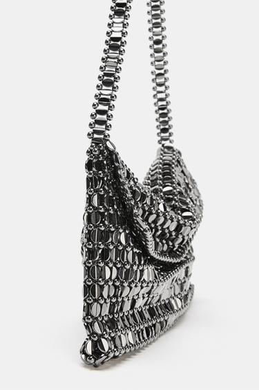 APPLIQUÉ SHOULDER BAG - Silver by Zara - Image 4