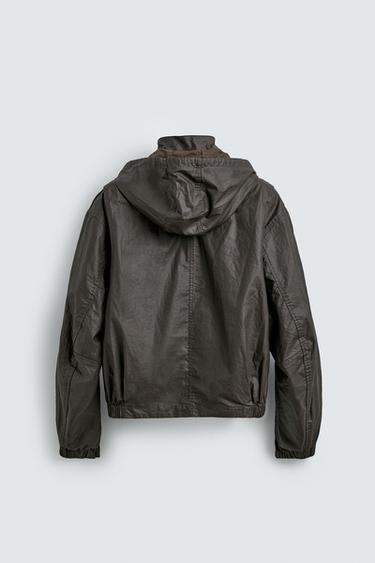 LINEN - COTTON WAXED JACKET - Brown marl by Zara - Image 7