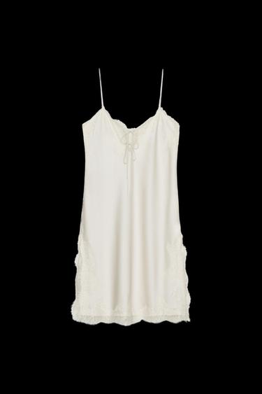 ZW COLLECTION LACE CAMISOLE DRESS - Beige by Zara - Image 0
