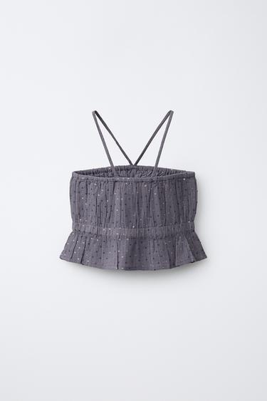 SEQUINNED HALTER TOP - Anthracite grey by Zara - Image 1