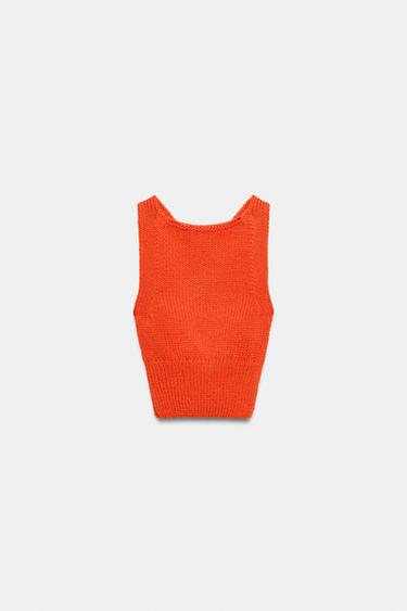 KNIT TOP WITH CROSSOVER BACK - Orange by Zara