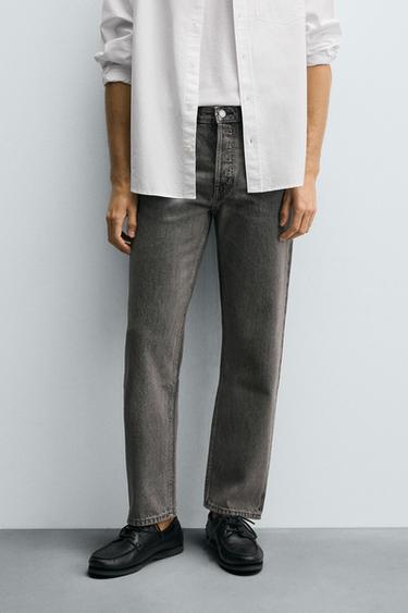 JEANS REGULAR FIT - Gris de Zara