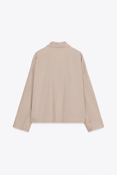 POPLIN SHIRT WITH BUTTONS - Beige by Zara - Image 5