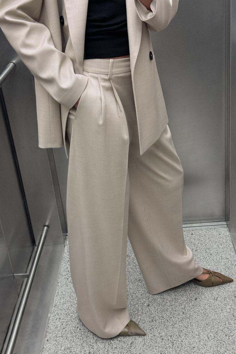 Pantalon Zara Beige Mujer Pantalon Beige Mujer Outfit Pantalón