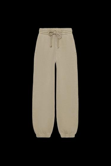 WASHED EFFECT FLEECE JOGGERS - Stone by Zara - Image 0