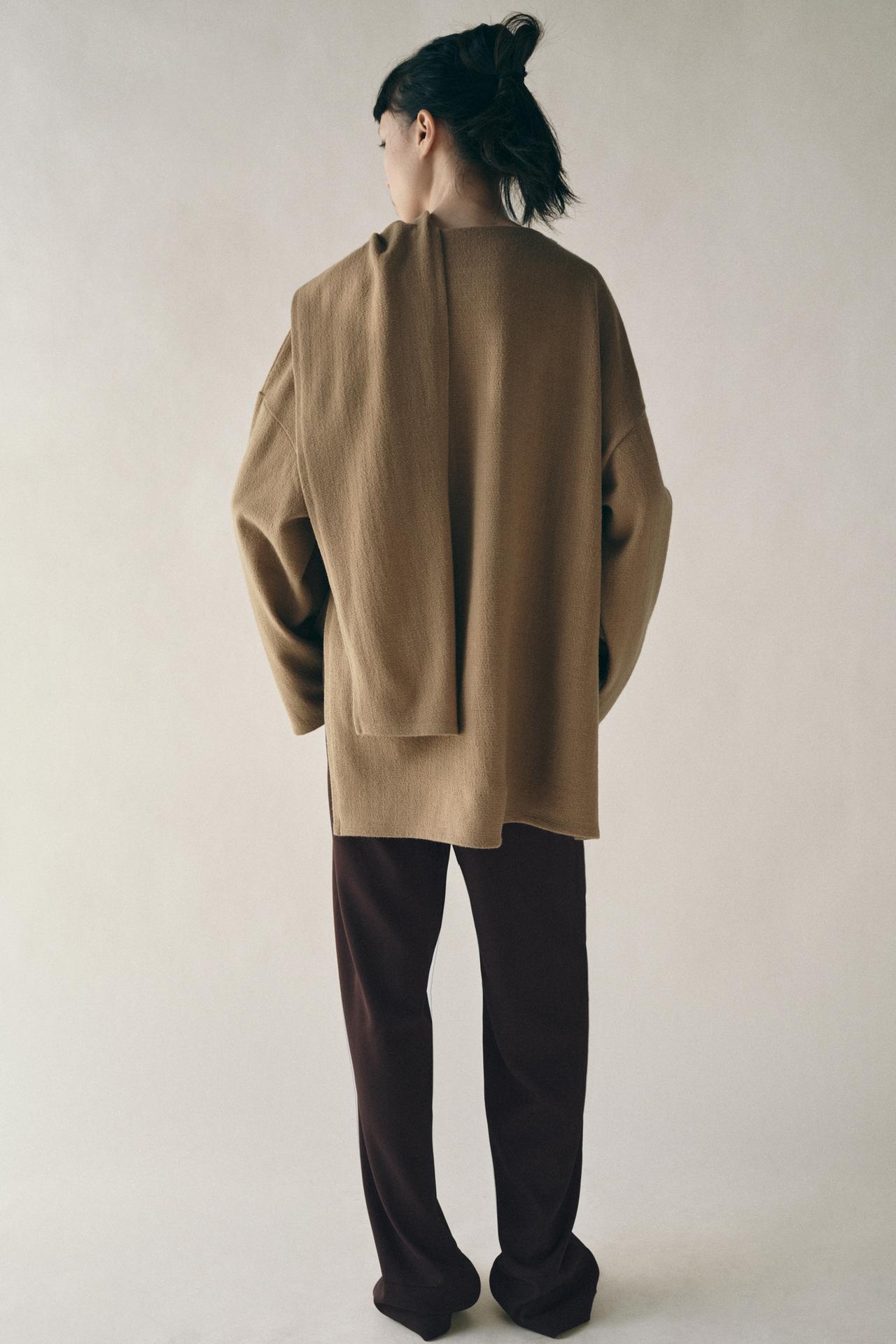 SWEATER WITH SCARF OVERLAY