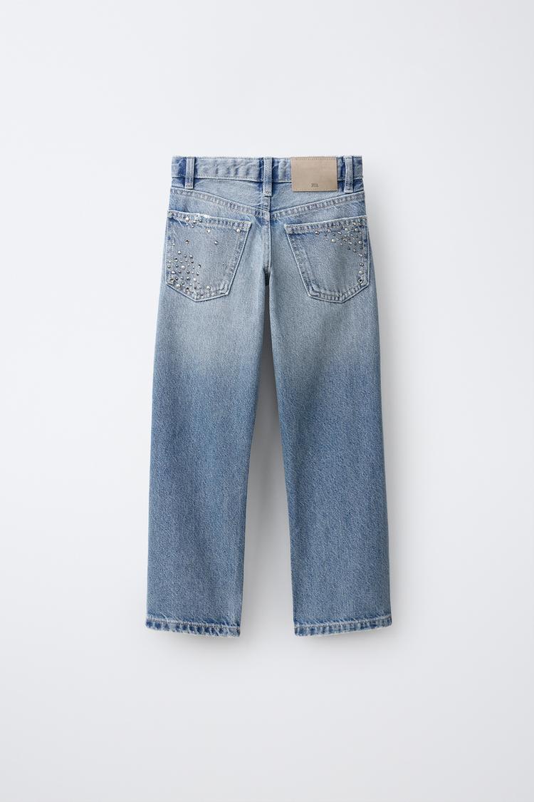 Jeans de pierna recta con rotos y tachuelas 2