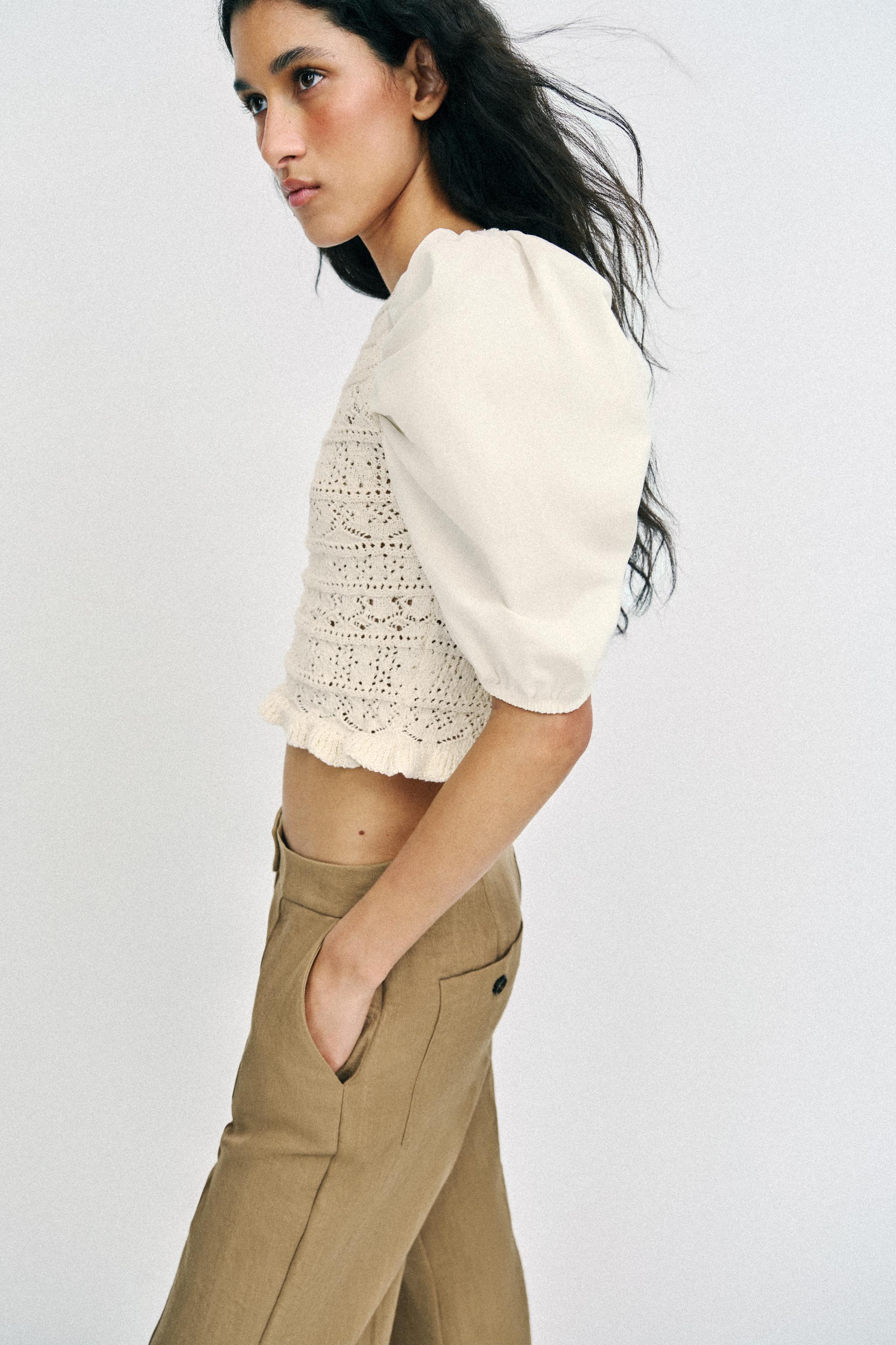 PULL BIMATIÈRE À MANCHES BOUFFANTES