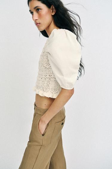 PULL BIMATIÈRE À MANCHES BOUFFANTES - Écru de Zara - Image 2