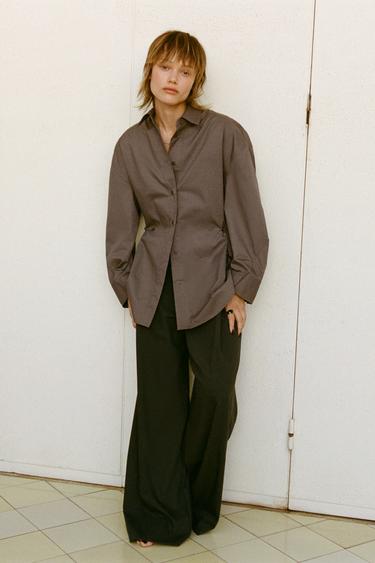 ADJUSTABLE OVERSIZE SHIRT - Grey green by Zara - Image 0