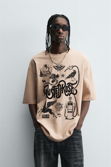 Zara COMBINATION PRINT T-SHIRT - Pink