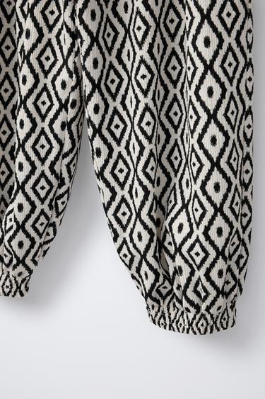 PRINTED TEXTURED BALLOON TROUSERS - Black by Zara - Image 3