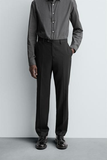 CALÇA DE TERNO 100% LÃ - Preto da Zara