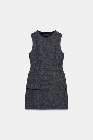 TWO-PIECE EFFECT MIDI DRESS - Navy / White by Zara