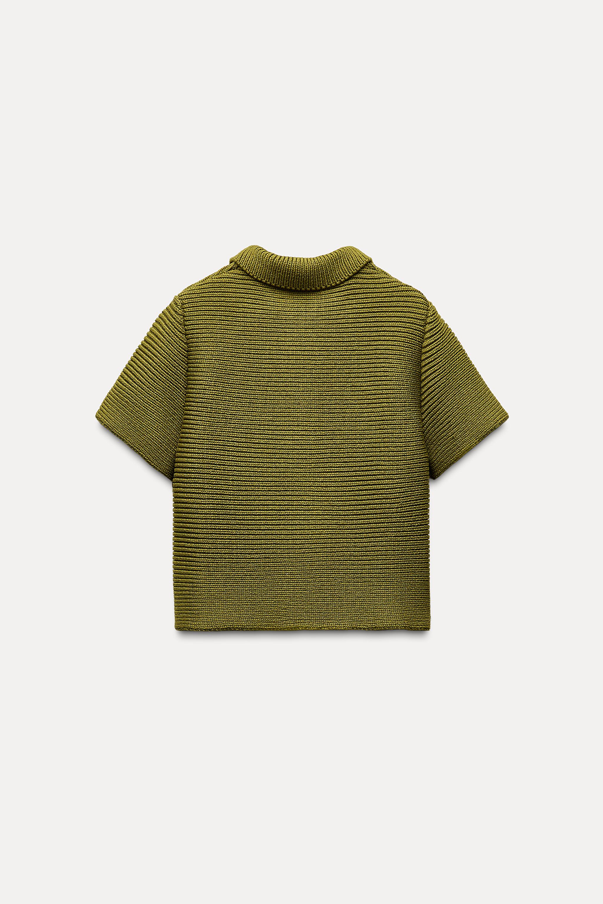 CHUNKY KNIT PETER PAN COLLAR CARDIGAN - Khaki | ZARA United