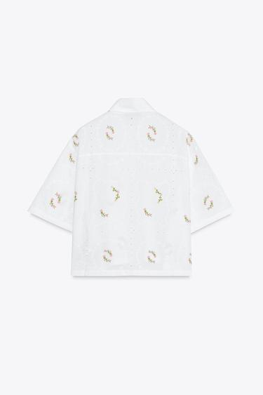 EMBROIDERED FLORAL SHIRT - Oyster-white by Zara - Image 5