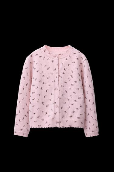 STRICKJACKE MIT BLUMENMUSTER - Hellrosa von Zara