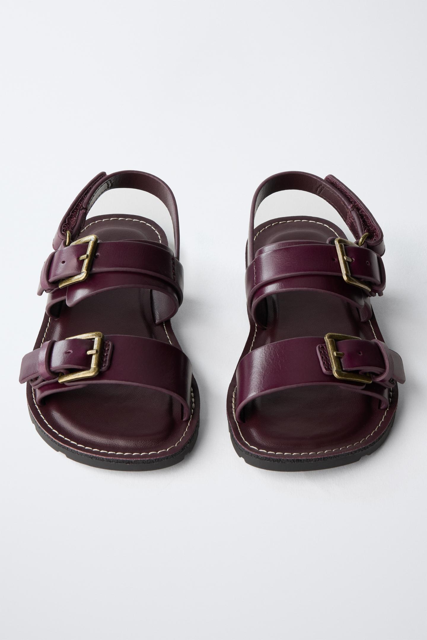 Детские сандалии Zara Leather, цвет: Баклажановый — фото 4