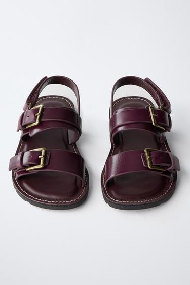 SANDALES EN CUIR - Violet aubergine de Zara - Image 3