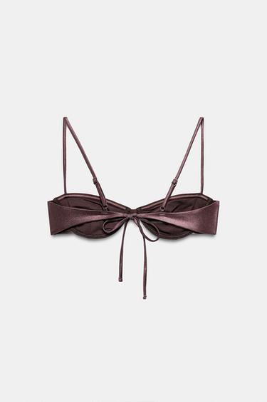 METALLIC UNDERWIRED BIKINI TOP - Brown by Zara - Image 4